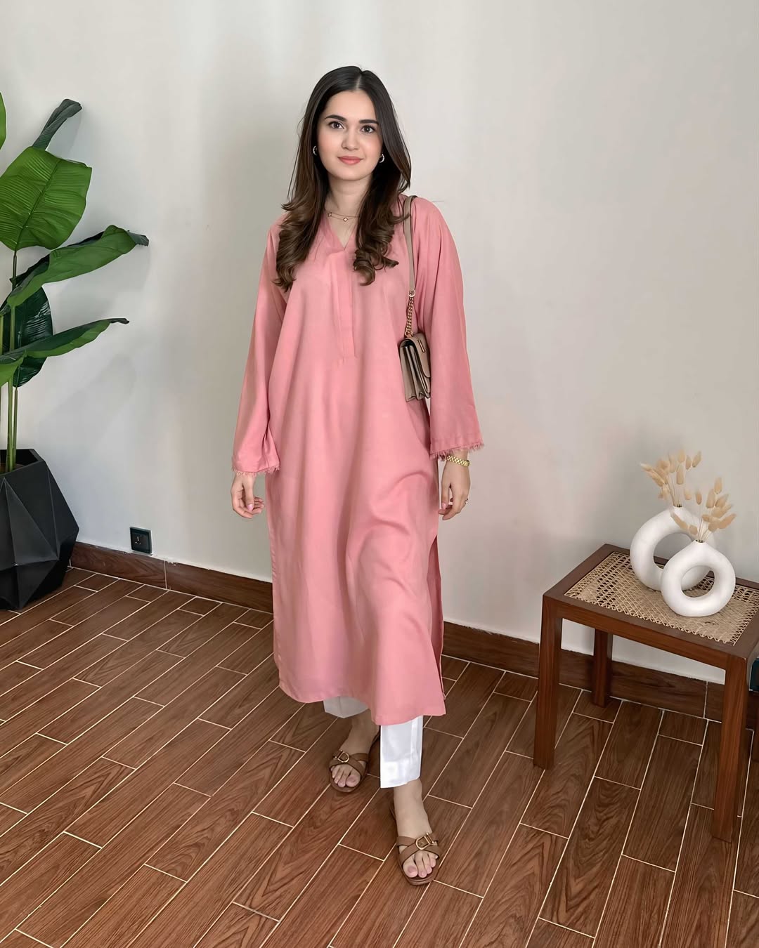 Pink kaftan with pant